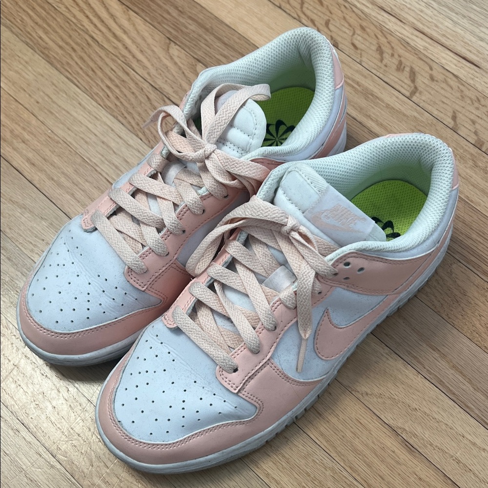 Nike Women's Soft Pink and White Sneakers